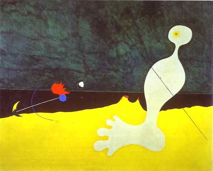 Joan Miro Person Throwing a Stone at a Bird